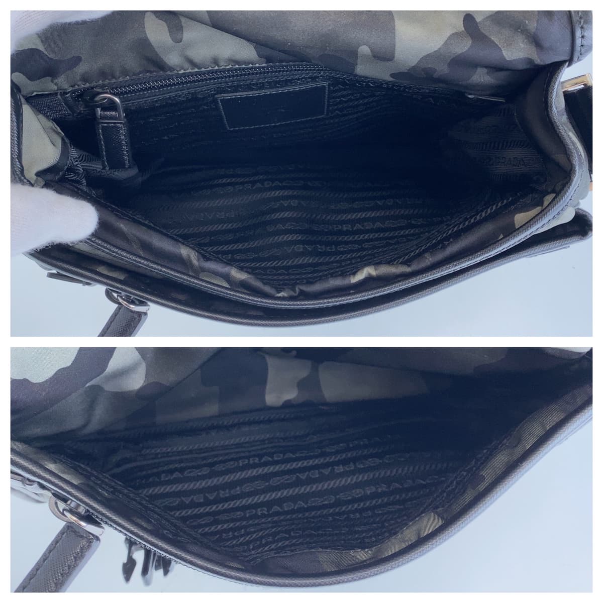 11714
PRADA プラダ テスート 三角ロゴプレート カモフラージュ マルチカラー シルバー金具 ナイロン 斜め掛け ショルダーバッグ メッセンジャーバッグ  メンズ