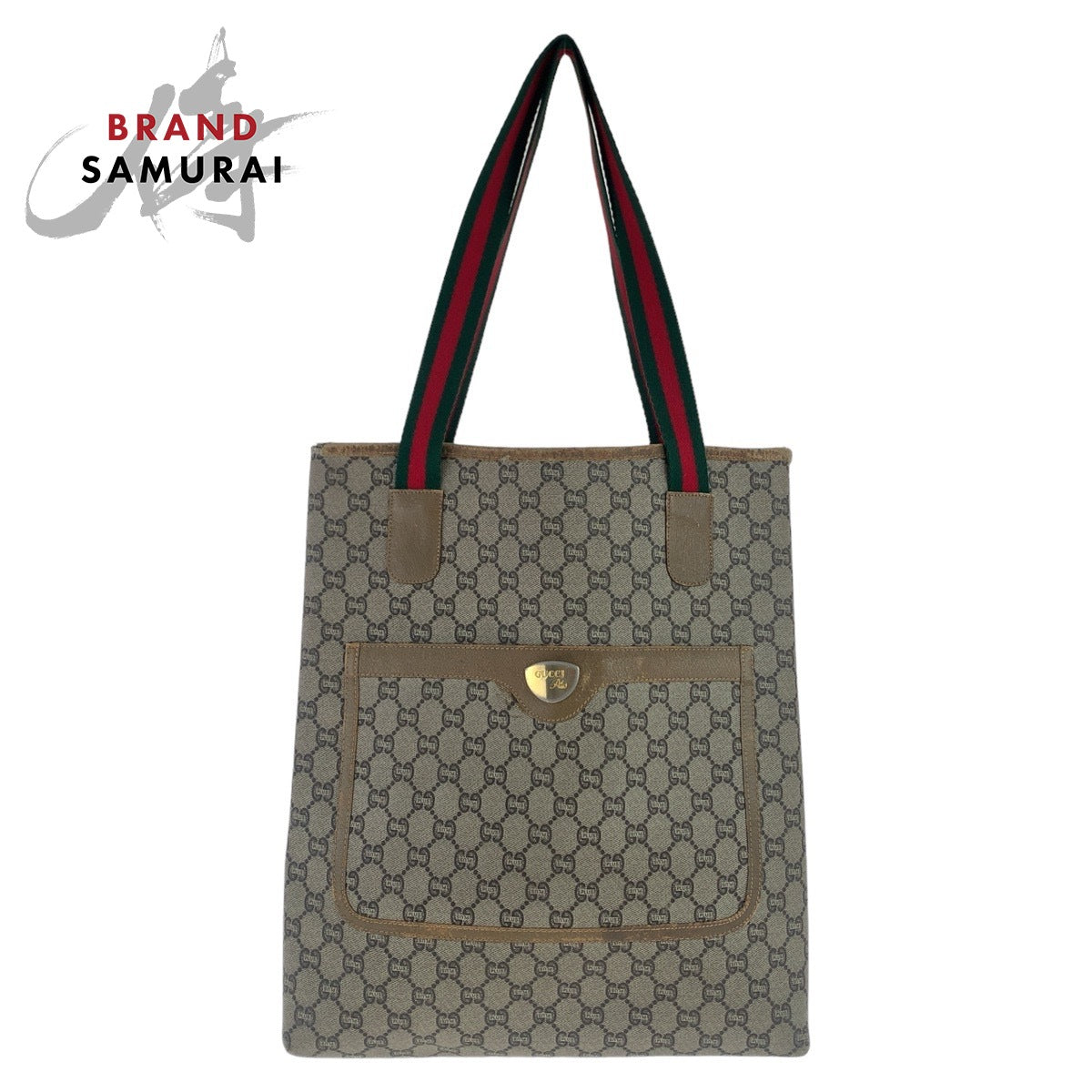 18027
GUCCI グッチ ヴィンテージ GGプラス シェリーライン GGスプリーム オールドグッチ 男女兼用 ベージュ ゴールド金具 GGスプリームキャンバス / レザー トートバッグ ショルダーバッグ  レディース AB24