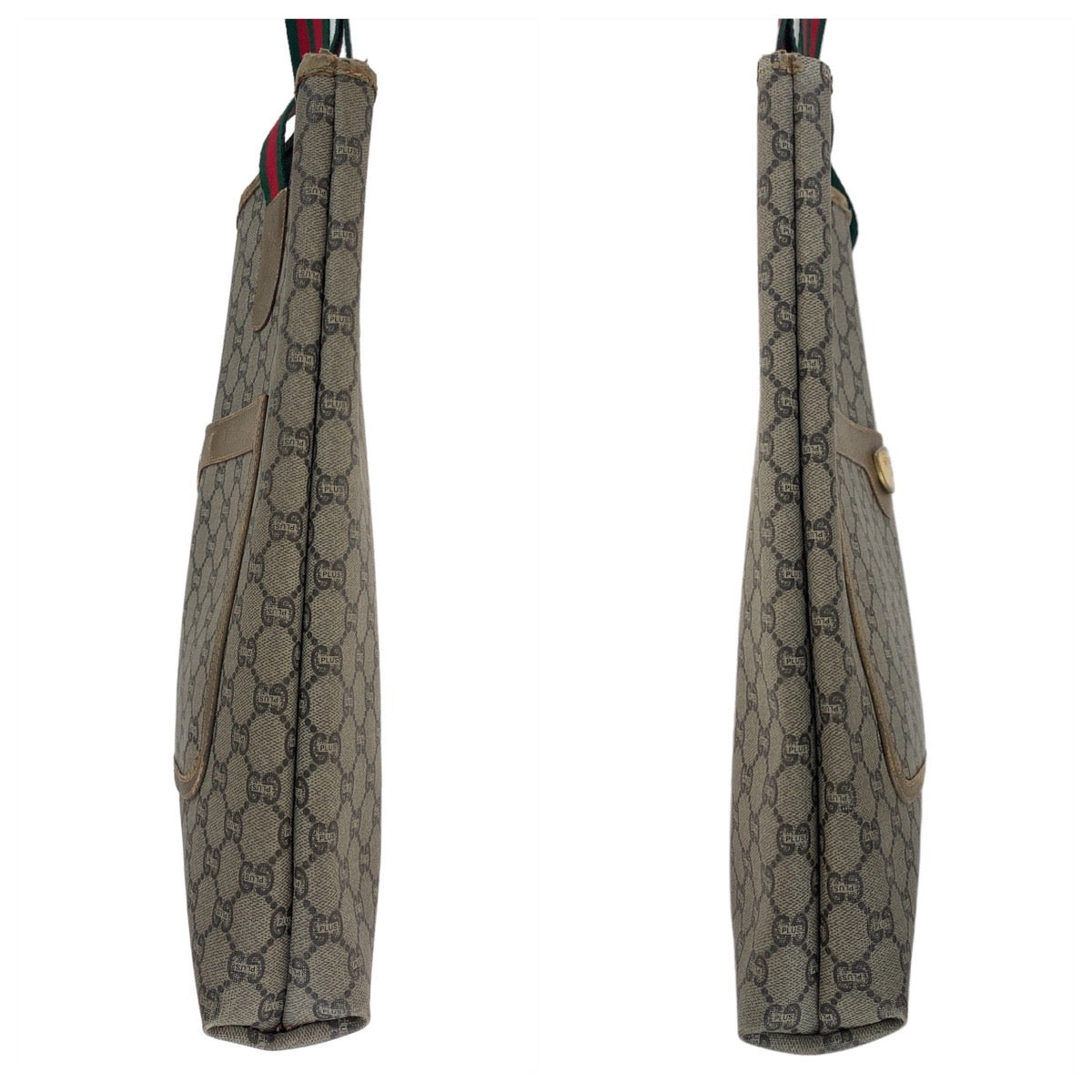 11716
GUCCI グッチ ヴィンテージ GGプラス シェリーライン GGスプリーム オールドグッチ 男女兼用 ベージュ ゴールド金具 GGスプリームキャンバス / レザー トートバッグ ショルダーバッグ  レディース