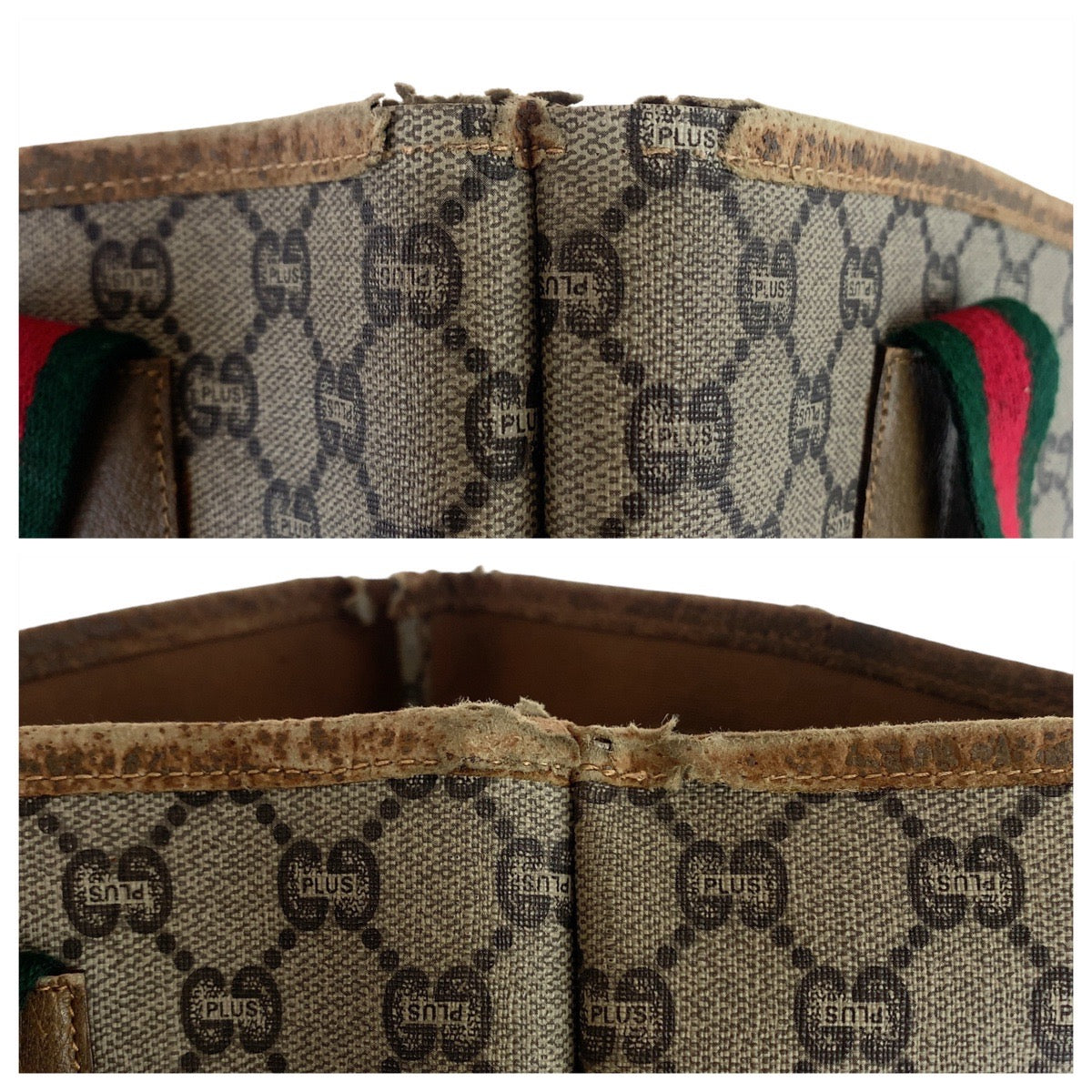 11716
GUCCI グッチ ヴィンテージ GGプラス シェリーライン GGスプリーム オールドグッチ 男女兼用 ベージュ ゴールド金具 GGスプリームキャンバス / レザー トートバッグ ショルダーバッグ  レディース