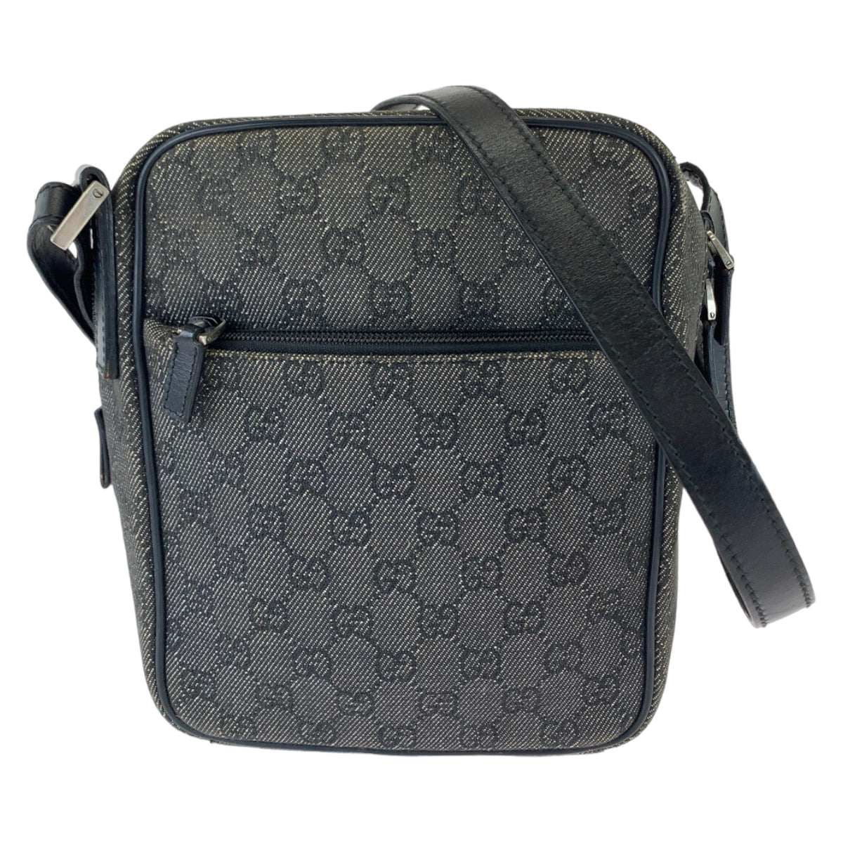 11717
GUCCI グッチ グレー ブラック シルバー金具 GGキャンバス 3136 斜め掛け ショルダーバッグ ポシェット  レディース