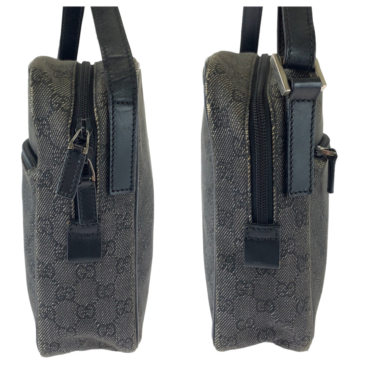 11717
GUCCI グッチ グレー ブラック シルバー金具 GGキャンバス 3136 斜め掛け ショルダーバッグ ポシェット  レディース