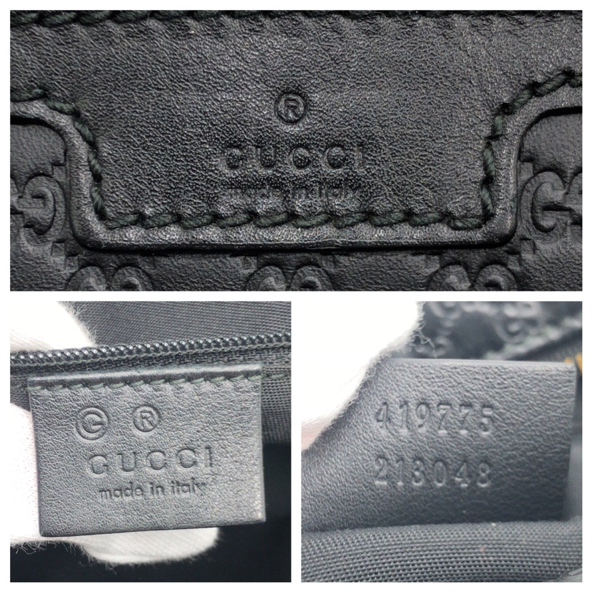 GUCCI グッチ マイクログッチシマ ブラック 黒 レザー 419775 213048 セカンドバッグ クラッチバッグ  メンズ