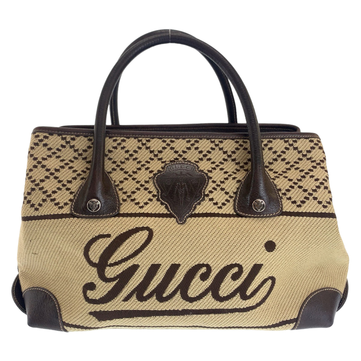 112340
GUCCI グッチ ディアマンテ ベージュ ブラウン シルバー金具 キャンバス 181494 ボストンバッグ ショルダーバッグ  レディース