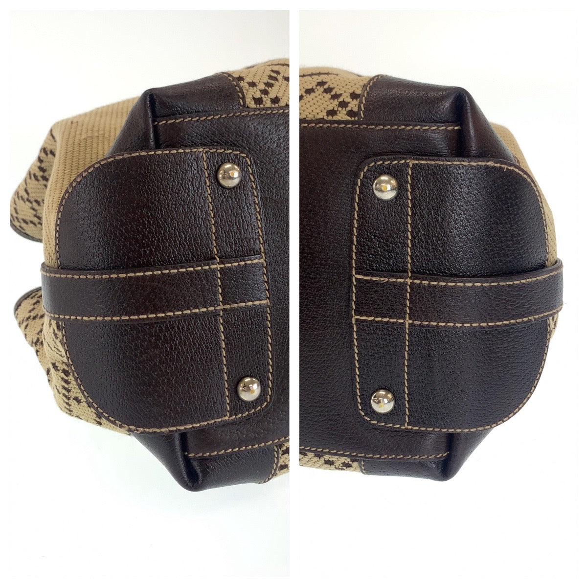 112340
GUCCI グッチ ディアマンテ ベージュ ブラウン シルバー金具 キャンバス 181494 ボストンバッグ ショルダーバッグ  レディース