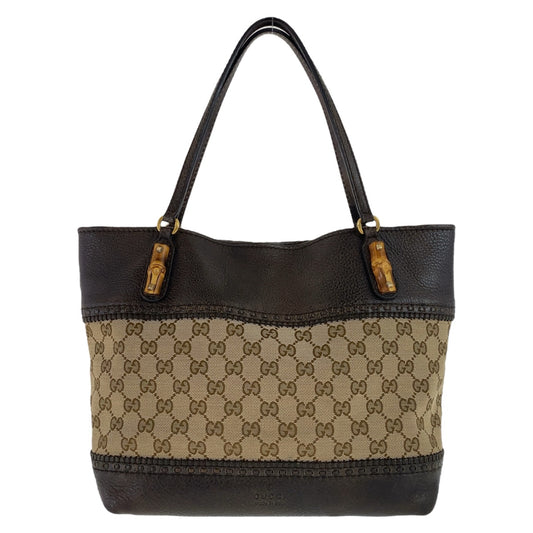 12339
GUCCI グッチ バンブー ブラウン ゴールド金具 GGキャンバス / レザー 353125 トートバッグ ショルダーバッグ ハンドバッグ  レディース ABP41