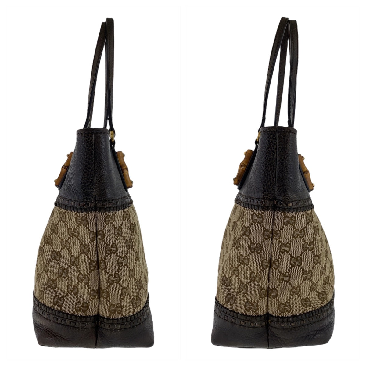 12339
GUCCI グッチ バンブー ブラウン ゴールド金具 GGキャンバス / レザー 353125 トートバッグ ショルダーバッグ ハンドバッグ  レディース