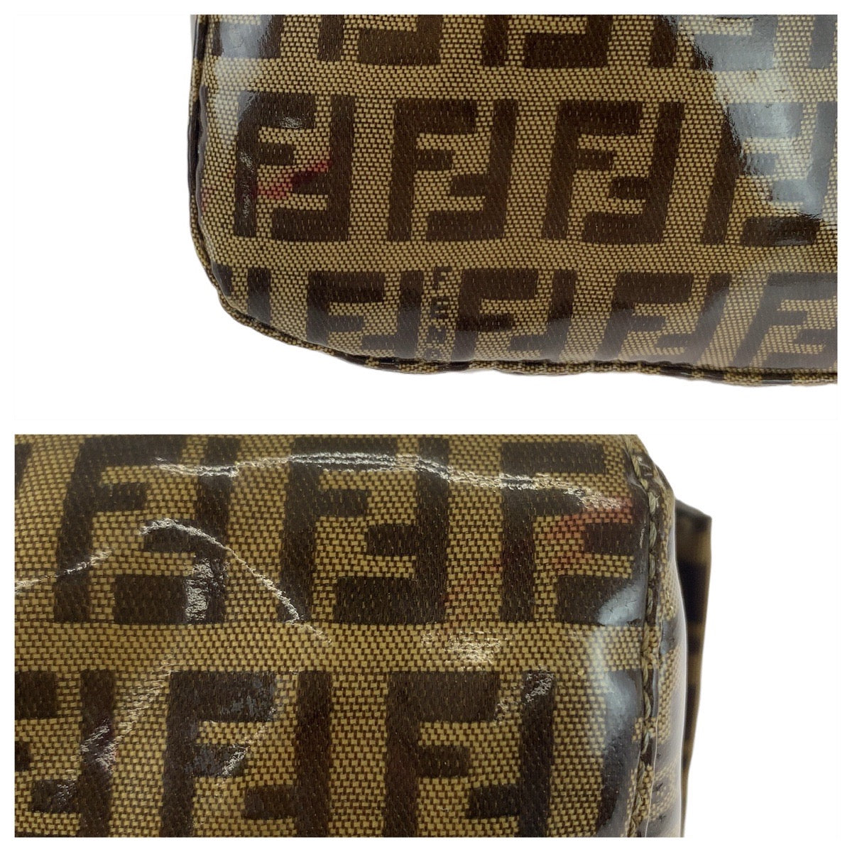 11724
FENDI フェンディ ズッキーノ ズッカ マンマバケット ブラウン ゴールド金具 コーティングキャンバス / レザー ショルダーバッグ  レディース A48