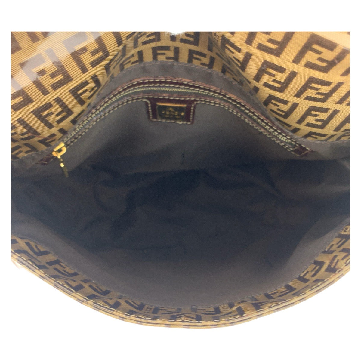 11724
FENDI フェンディ ズッキーノ ズッカ マンマバケット ブラウン ゴールド金具 コーティングキャンバス / レザー ショルダーバッグ  レディース A48