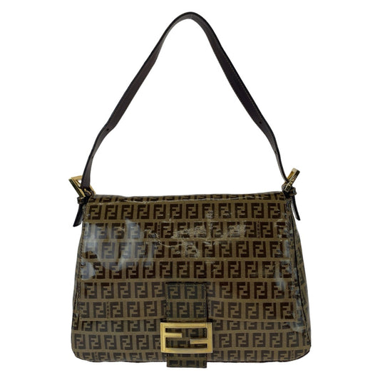 11724
FENDI フェンディ ズッキーノ ズッカ マンマバケット ブラウン ゴールド金具 コーティングキャンバス / レザー ショルダーバッグ  レディース A48