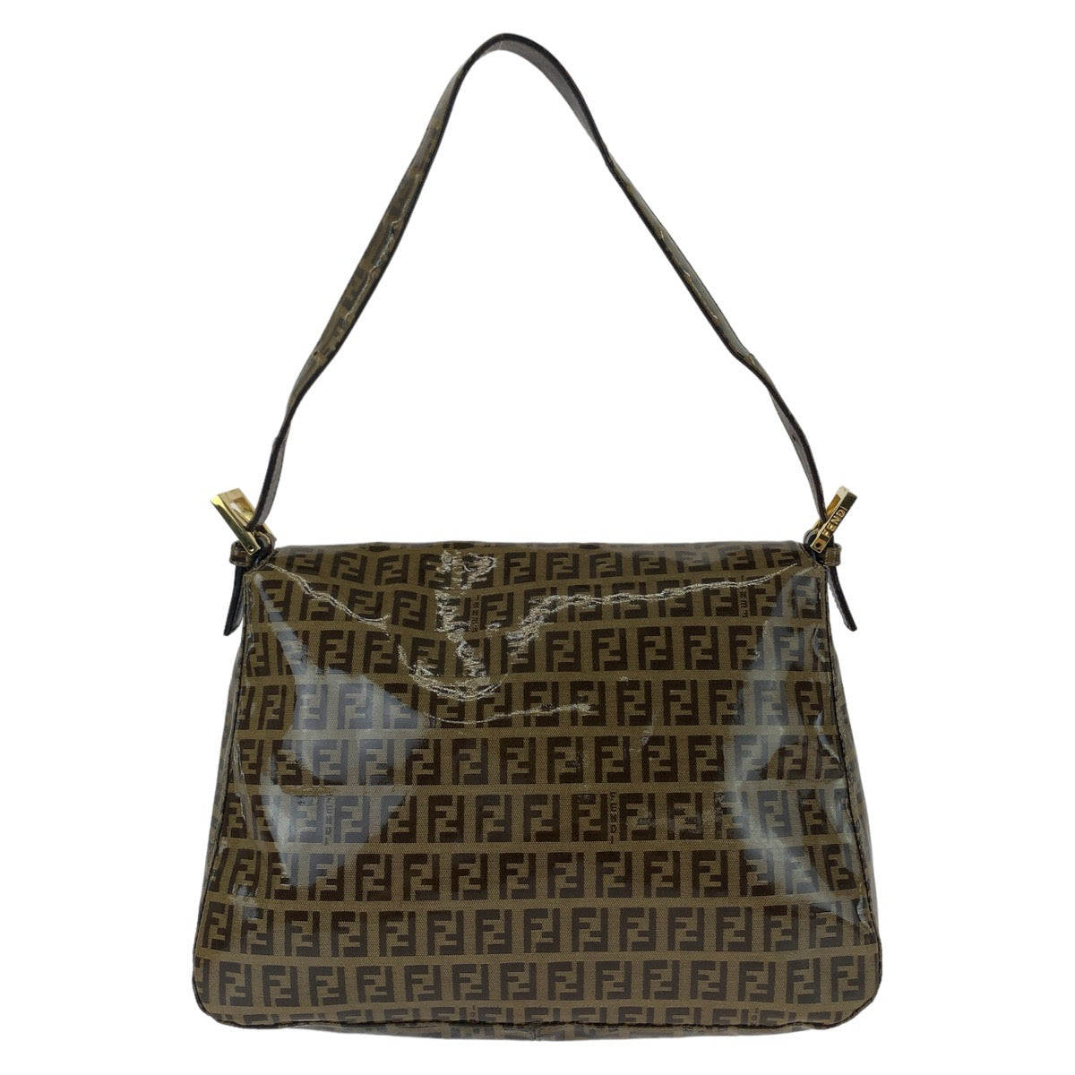 11724
FENDI フェンディ ズッキーノ ズッカ マンマバケット ブラウン ゴールド金具 コーティングキャンバス / レザー ショルダーバッグ  レディース A48