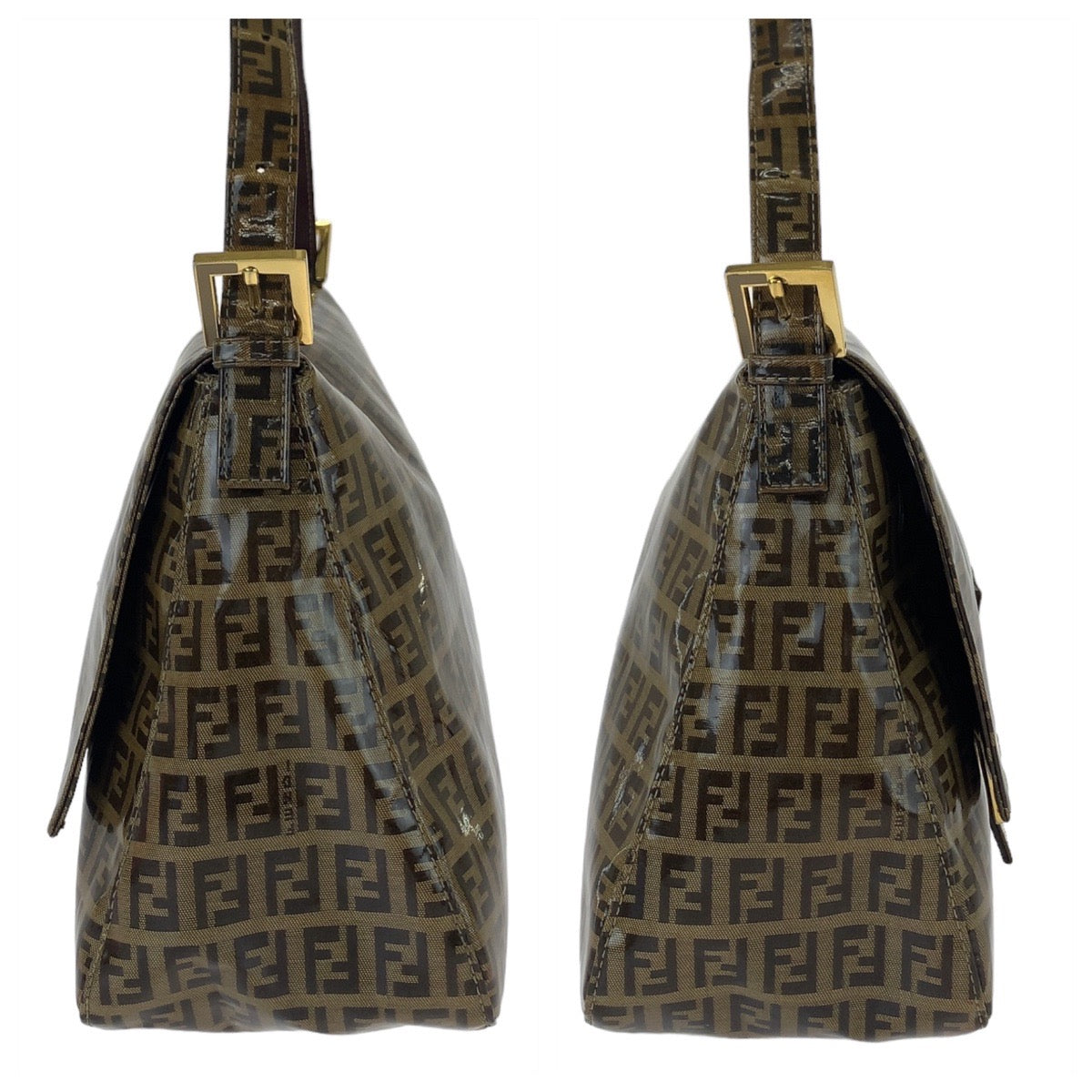 11724
FENDI フェンディ ズッキーノ ズッカ マンマバケット ブラウン ゴールド金具 コーティングキャンバス / レザー ショルダーバッグ  レディース A48