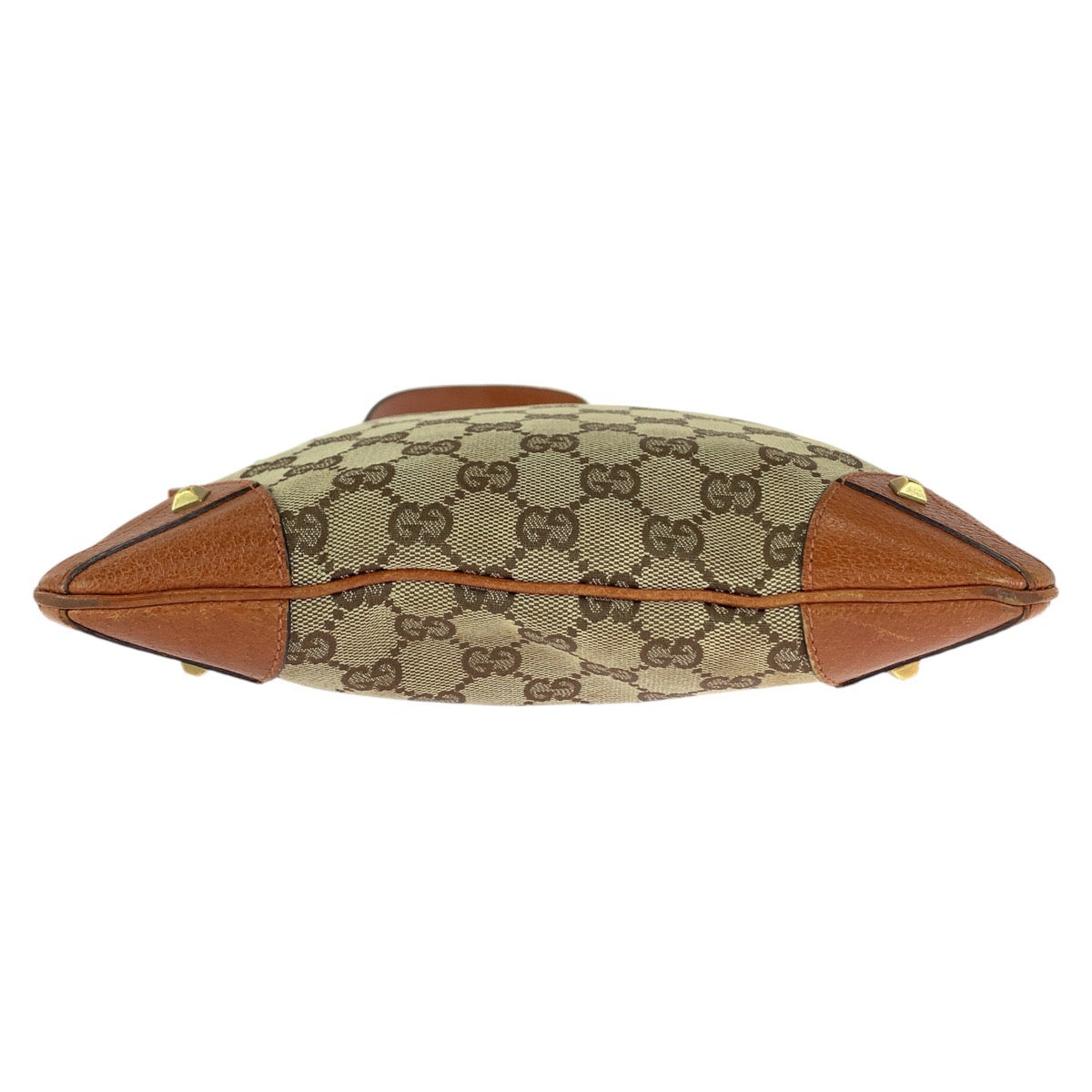 112338
GUCCI グッチ スタッズ GG柄 ブラウン キャメル ゴールド金具 GGキャンバス / レザー 120893 斜め掛け ショルダーバッグ ポシェット  レディース