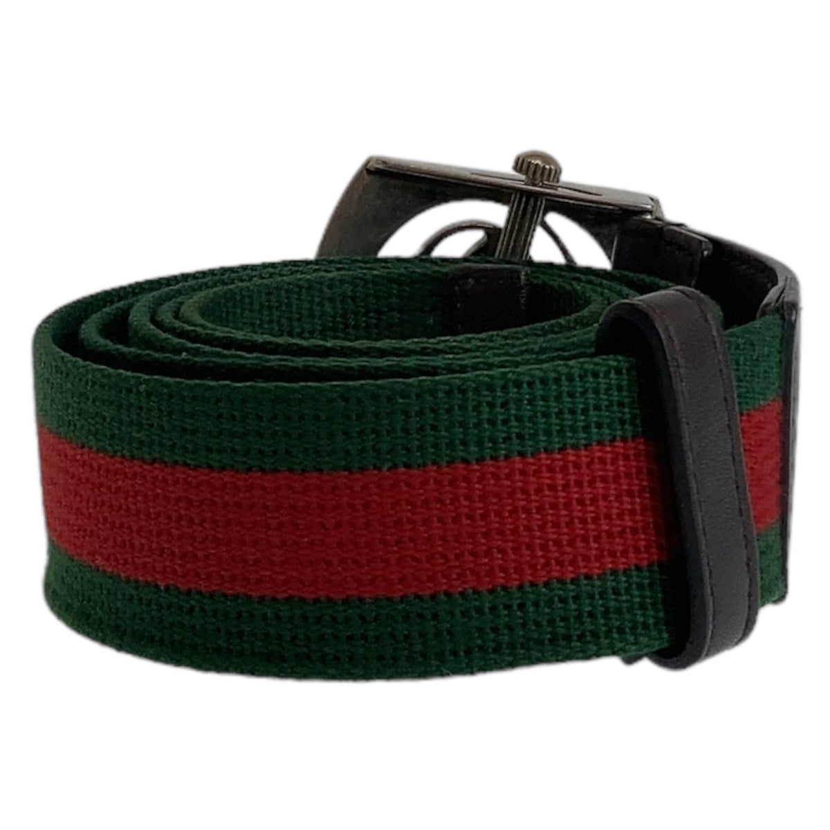 GUCCI グッチ シェリーライン 95cm/38inc グリーン レッド シルバー金具 コットン 387032 ベルト ガチャベルト  メンズ