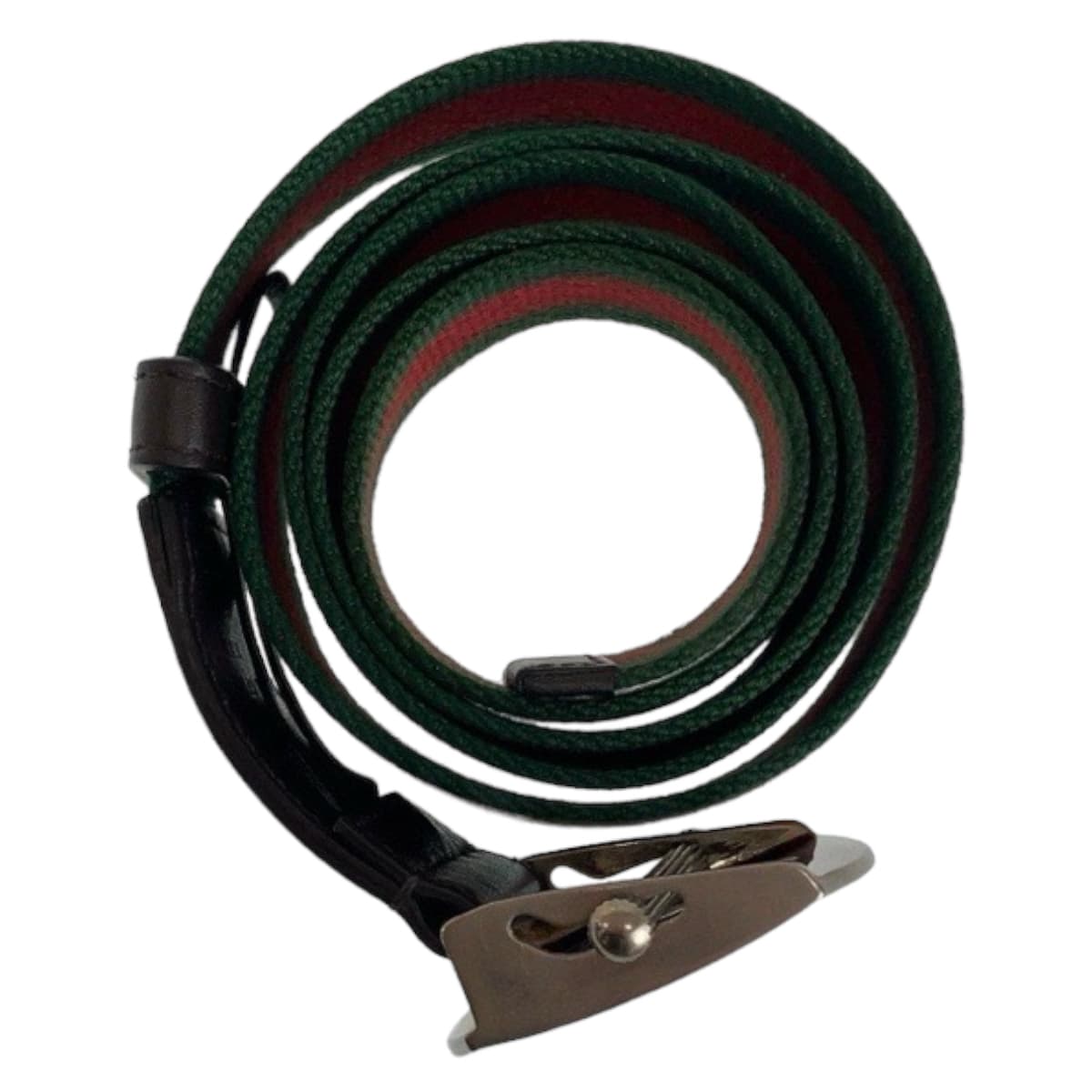 GUCCI グッチ シェリーライン 95cm/38inc グリーン レッド シルバー金具 コットン 387032 ベルト ガチャベルト  メンズ