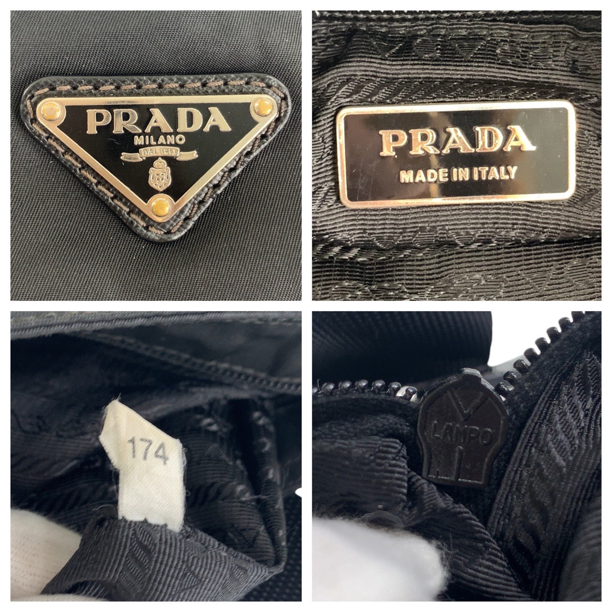 12333
PRADA プラダ テスート 三角ロゴプレート ブラック 黒 シルバー金具 ナイロン 斜め掛け ショルダーバッグ ポシェット  メンズ