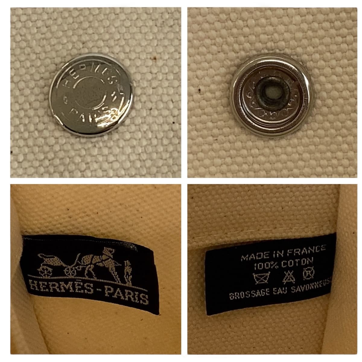 11732
HERMES エルメス ボラボラPM ライムグリーン アイボリー シルバー金具 キャンバス トートバッグ ハンドバッグ  レディース