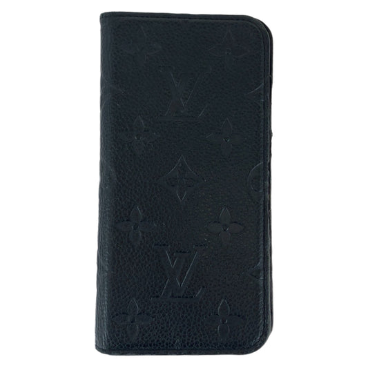 111740
LOUIS VUITTON ルイヴィトン モノグラム アンプラント フォリオ ブラック 黒 レザー M63586 iPhone X/XS 手帳型iPhoneケース 男女兼用  メンズ