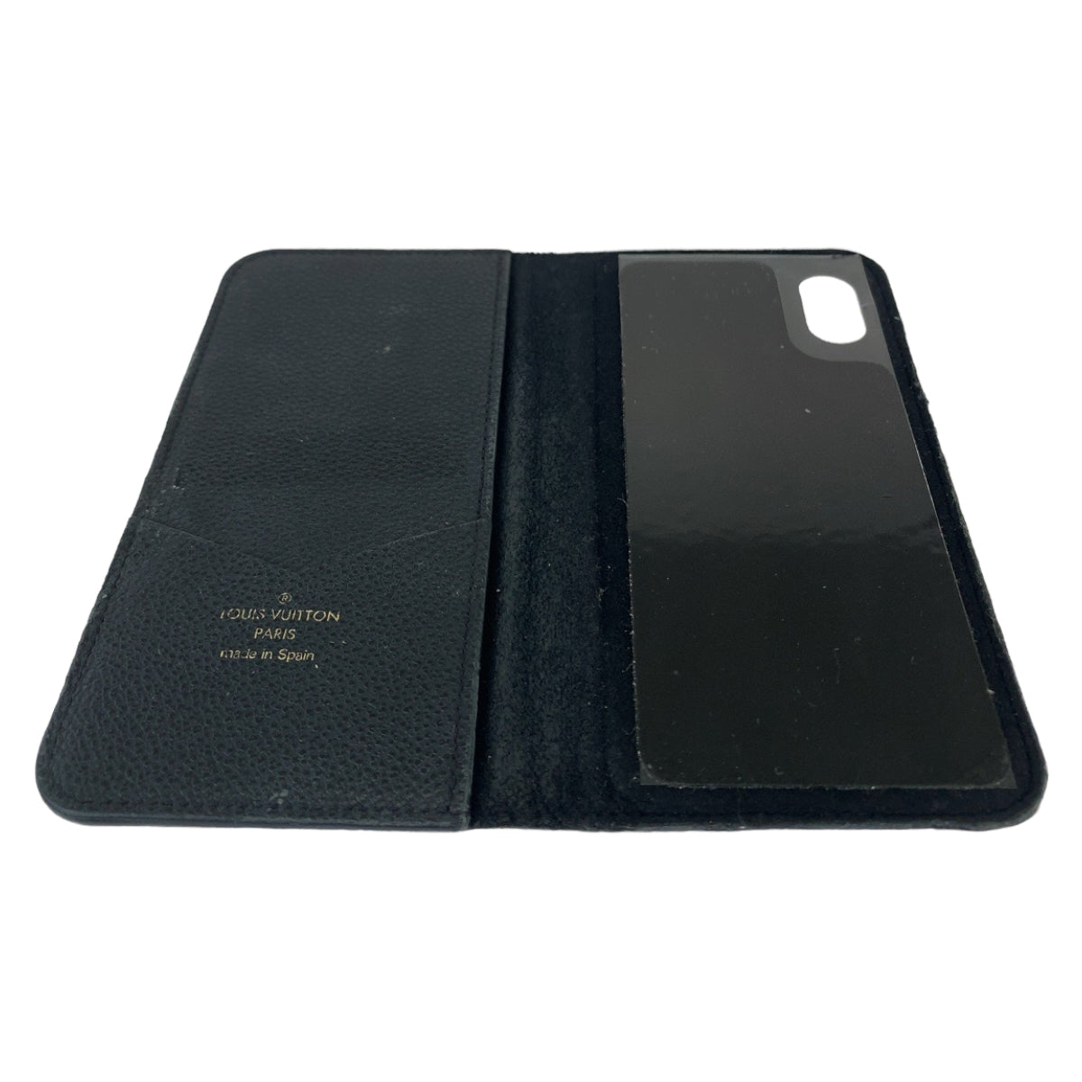 111740
LOUIS VUITTON ルイヴィトン モノグラム アンプラント フォリオ ブラック 黒 レザー M63586 iPhone X/XS 手帳型iPhoneケース 男女兼用  メンズ