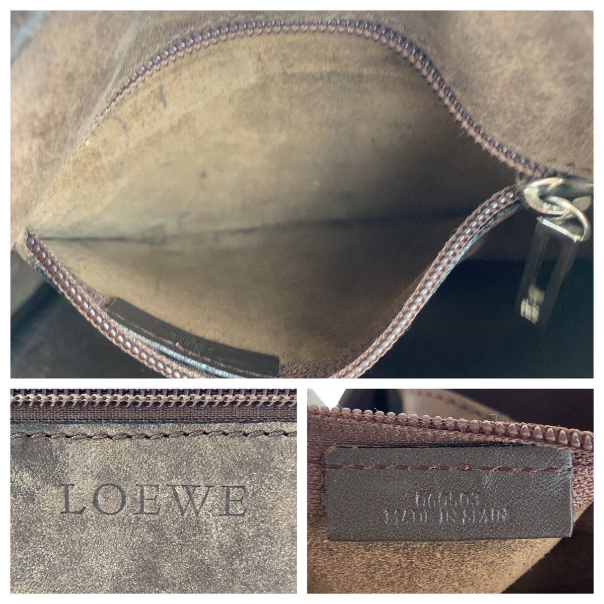 LOEWE ロエベ アナグラム ブラウン シルバー金具 スウェード 斜め掛け ショルダーバッグ ポシェット  レディース
