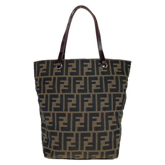 112325
FENDI フェンディ ヴィンテージ ズッカ柄 ブラウン シルバー金具 キャンバス / レザー トートバッグ ハンドバッグ  レディース