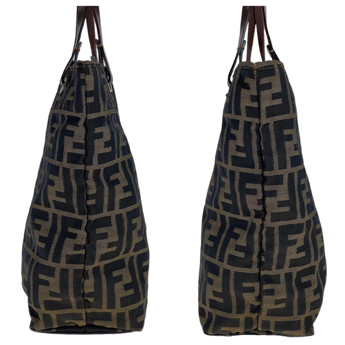 112325
FENDI フェンディ ヴィンテージ ズッカ柄 ブラウン シルバー金具 キャンバス / レザー トートバッグ ハンドバッグ  レディース