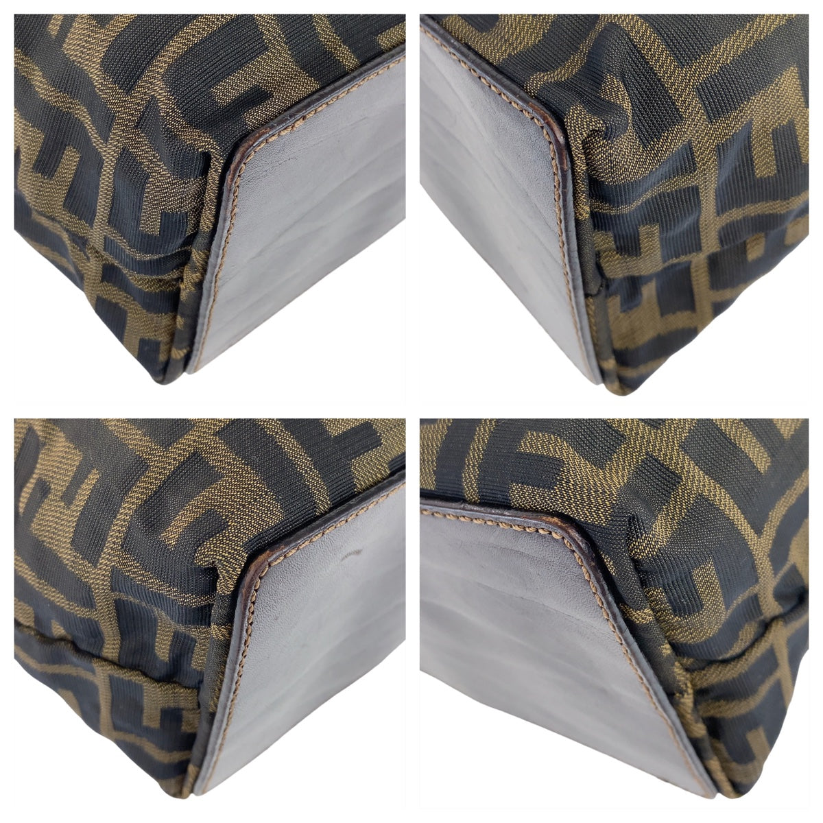 112325
FENDI フェンディ ヴィンテージ ズッカ柄 ブラウン シルバー金具 キャンバス / レザー トートバッグ ハンドバッグ  レディース