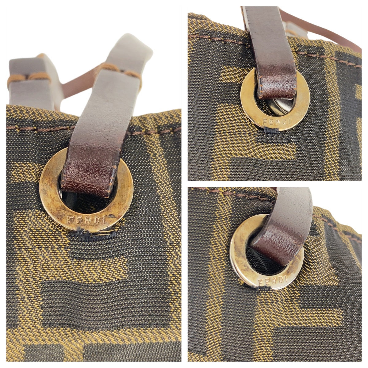 112325
FENDI フェンディ ヴィンテージ ズッカ柄 ブラウン シルバー金具 キャンバス / レザー トートバッグ ハンドバッグ  レディース