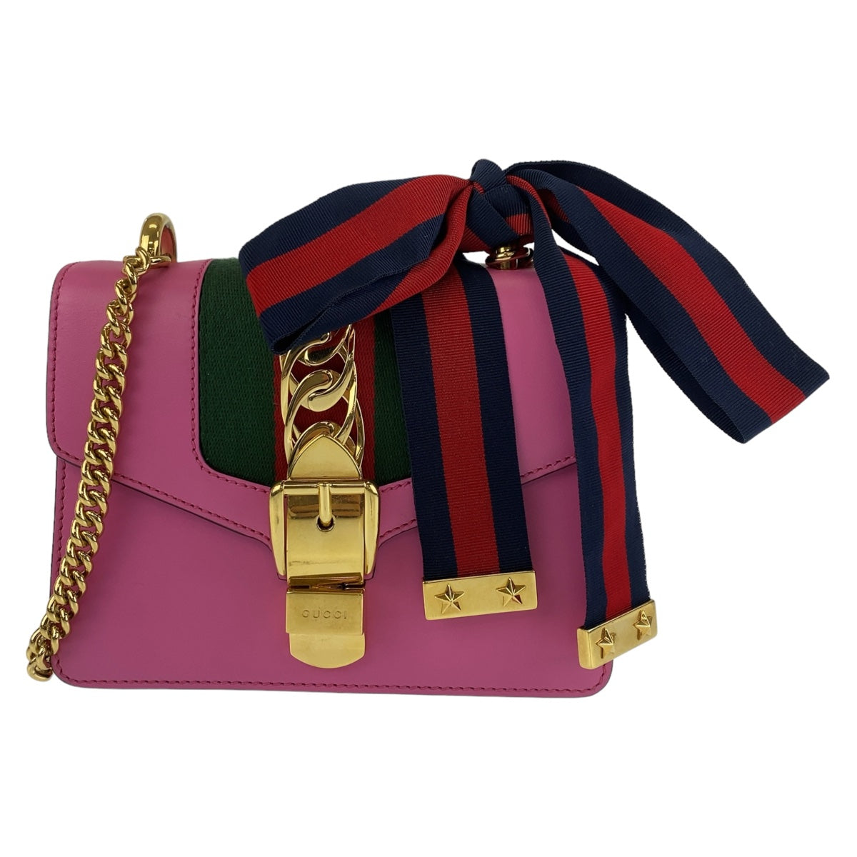 111743
GUCCI グッチ シェリーライン シルヴィ ミニ ピンク ゴールド金具 レザー 431666 斜め掛け ショルダーバッグ  レディース