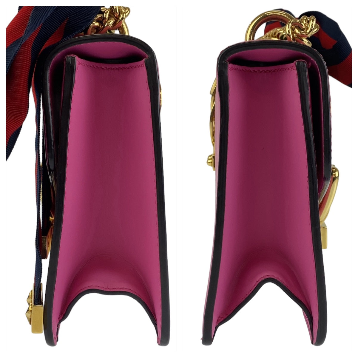 111743
GUCCI グッチ シェリーライン シルヴィ ミニ ピンク ゴールド金具 レザー 431666 斜め掛け ショルダーバッグ  レディース