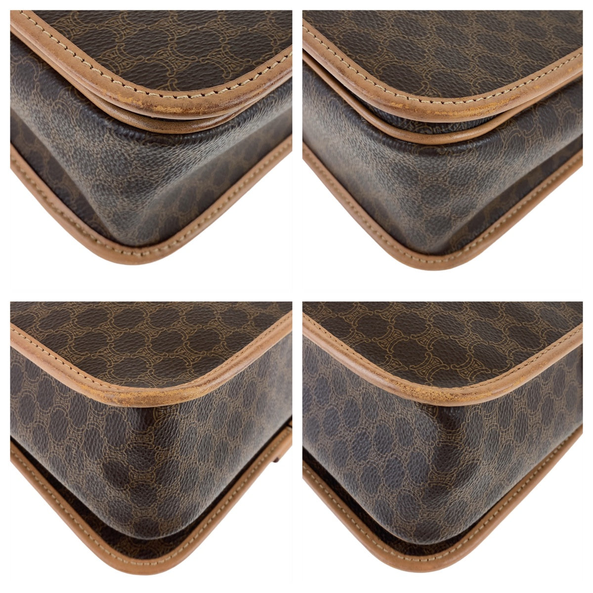 17999
CELINE セリーヌ マカダム ブラウン ゴールド金具 PVC / レザー 斜め掛け ショルダーバッグ レディース AB40