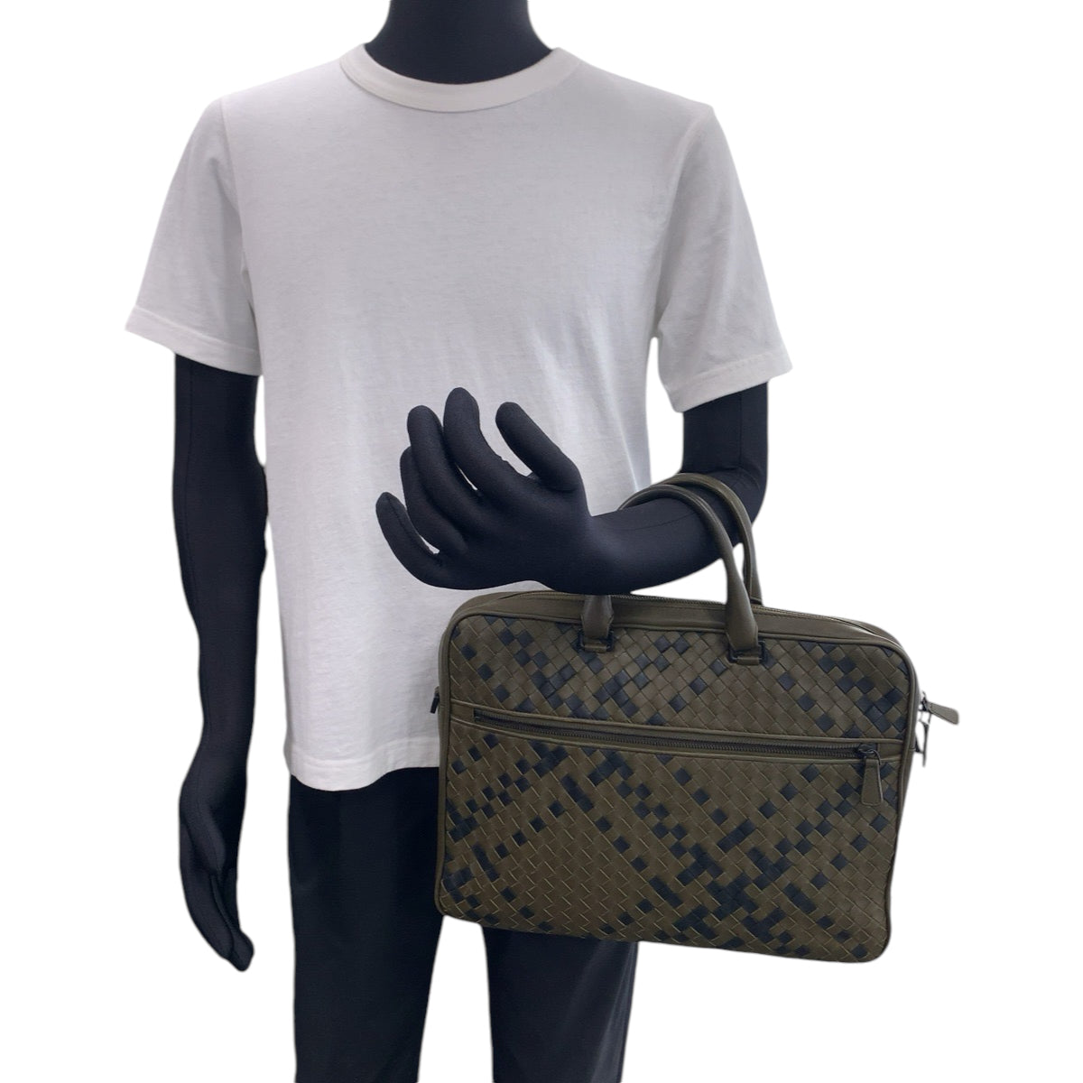 BOTTEGAVENETA ボッテガヴェネタ イントレチャート カーキ ブラック 黒 レザー ビジネスバッグ ブリーフケース  メンズ