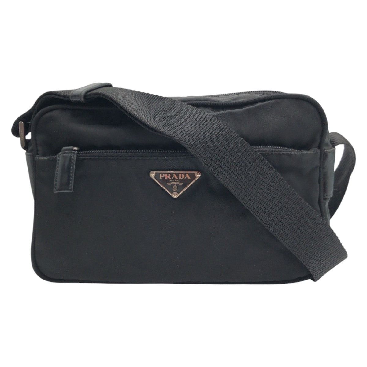 12892
PRADA プラダ テスート 三角ロゴ ブラック 黒 ナイロン ショルダーバック ポシェット  メンズ