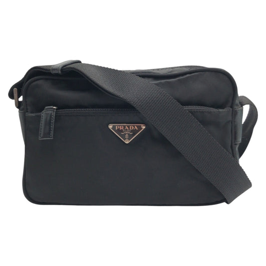 12892
PRADA プラダ テスート 三角ロゴ ブラック 黒 ナイロン ショルダーバック ポシェット  メンズ