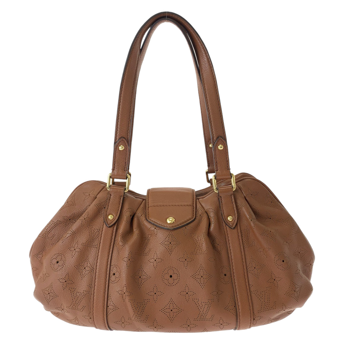 11748
LOUIS VUITTON ルイヴィトン モノグラム マヒナ ルナーPM キャメルブラウン ゴールド金具 レザー M97052 ショルダーバッグ トートバッグ  レディース