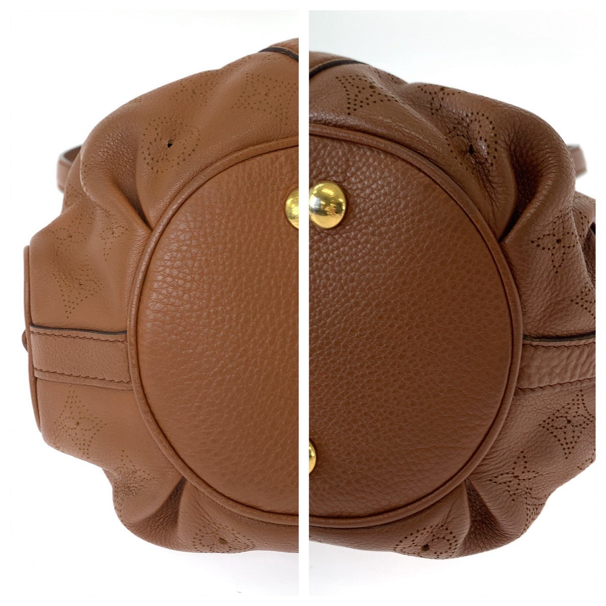 11748
LOUIS VUITTON ルイヴィトン モノグラム マヒナ ルナーPM キャメルブラウン ゴールド金具 レザー M97052 ショルダーバッグ トートバッグ  レディース