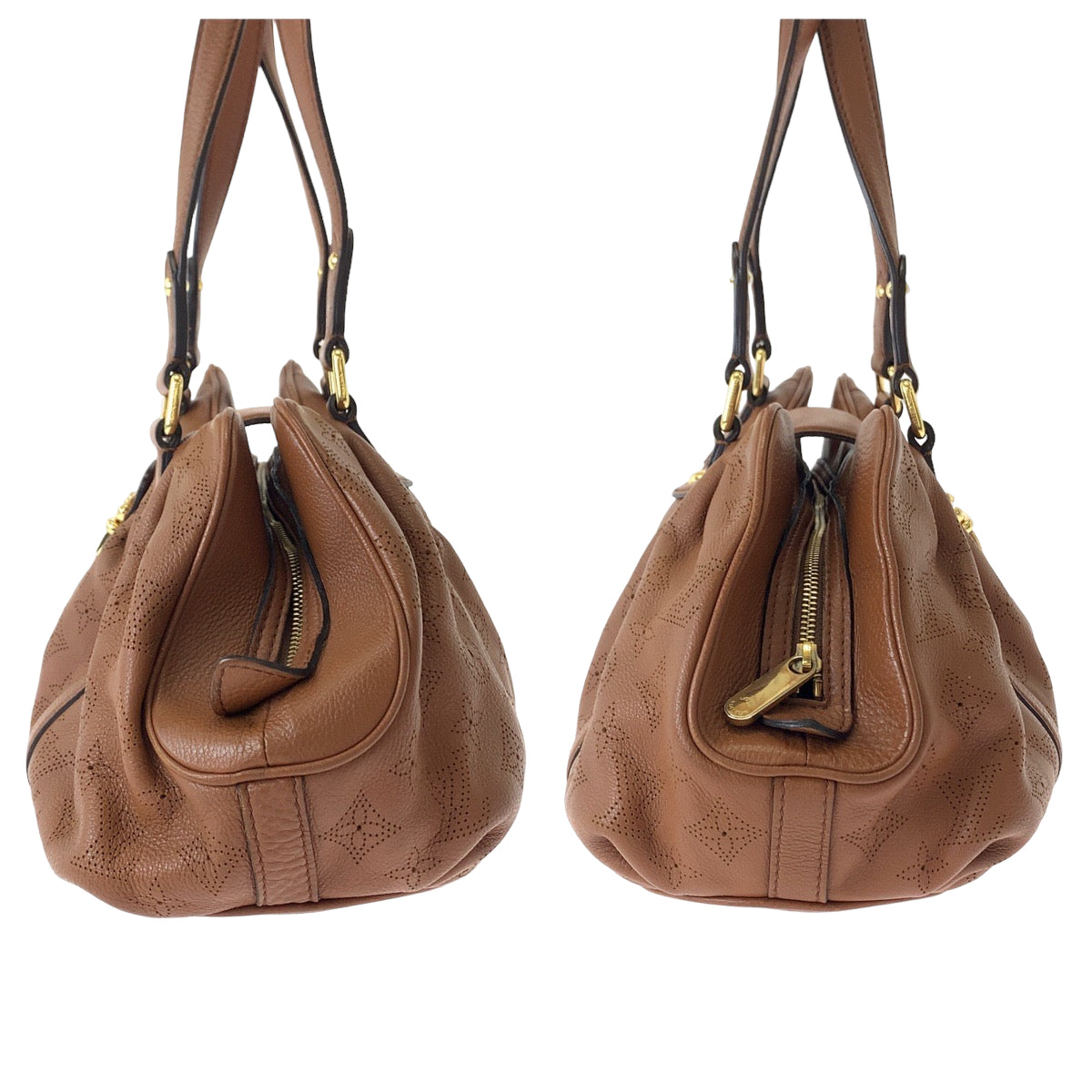 11748
LOUIS VUITTON ルイヴィトン モノグラム マヒナ ルナーPM キャメルブラウン ゴールド金具 レザー M97052 ショルダーバッグ トートバッグ  レディース