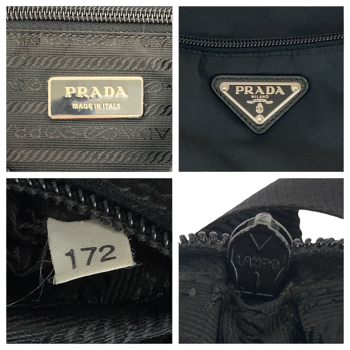 12317
 PRADA Prada Tessuto Triangle Logo Plate Black Silver Hardware Nylon Shoulder Bag Pochette Women's