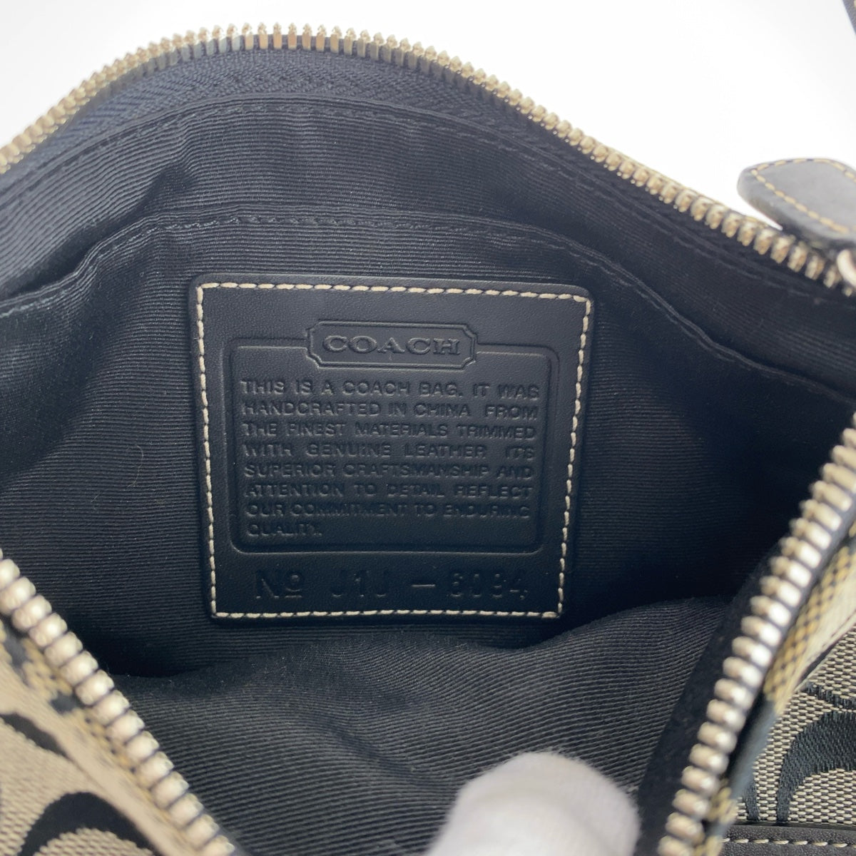 COACH コーチ シグネチャー ブラック 黒 シルバー金具 キャンバス / レザー ハンドバッグ アクセサリーポーチ  レディース