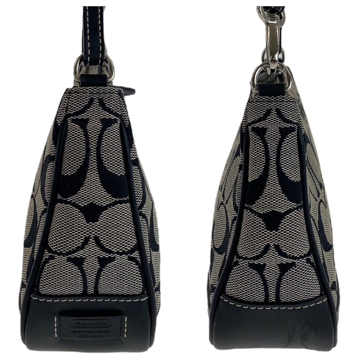 COACH コーチ シグネチャー ブラック 黒 シルバー金具 キャンバス / レザー ハンドバッグ アクセサリーポーチ  レディース