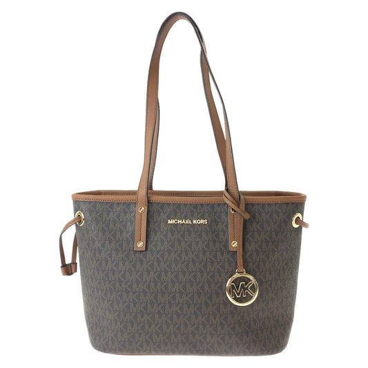Michael Kors MK Signature Brown Gold Hardware PVC Tote Bag Handbag for Women