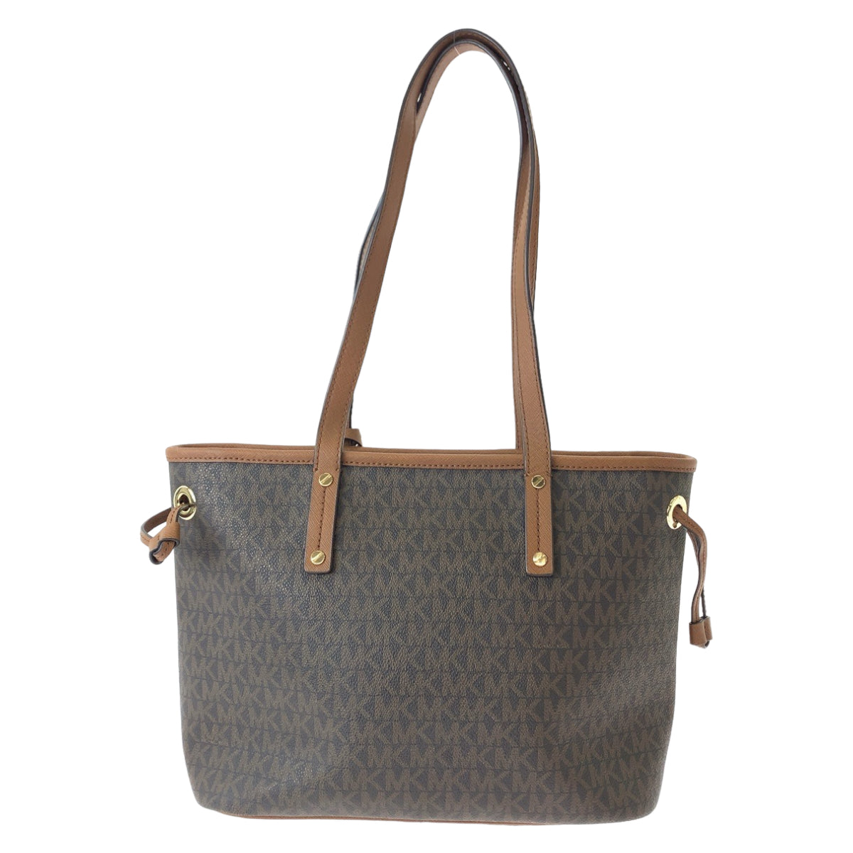 Michael Kors MK Signature Brown Gold Hardware PVC Tote Bag Handbag for Women