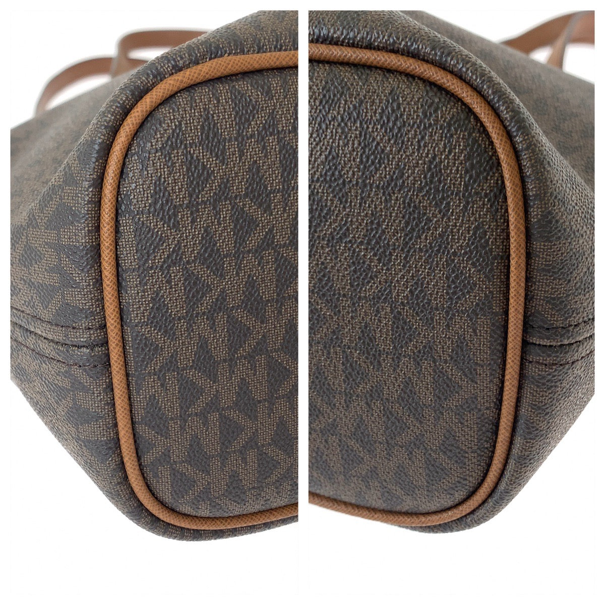 Michael Kors MK Signature Brown Gold Hardware PVC Tote Bag Handbag for Women