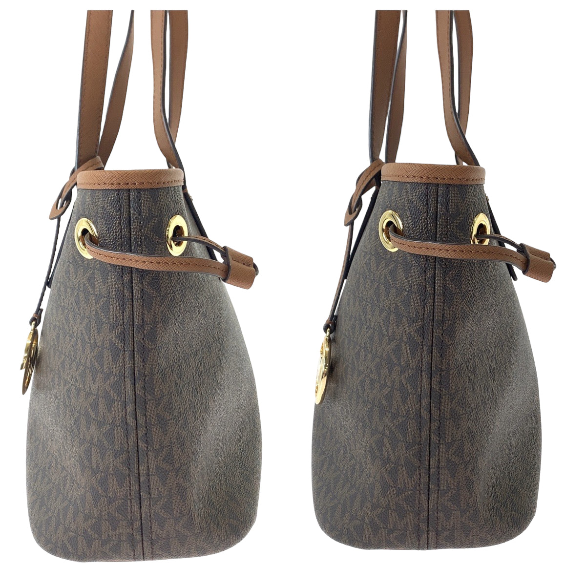 Michael Kors MK Signature Brown Gold Hardware PVC Tote Bag Handbag for Women