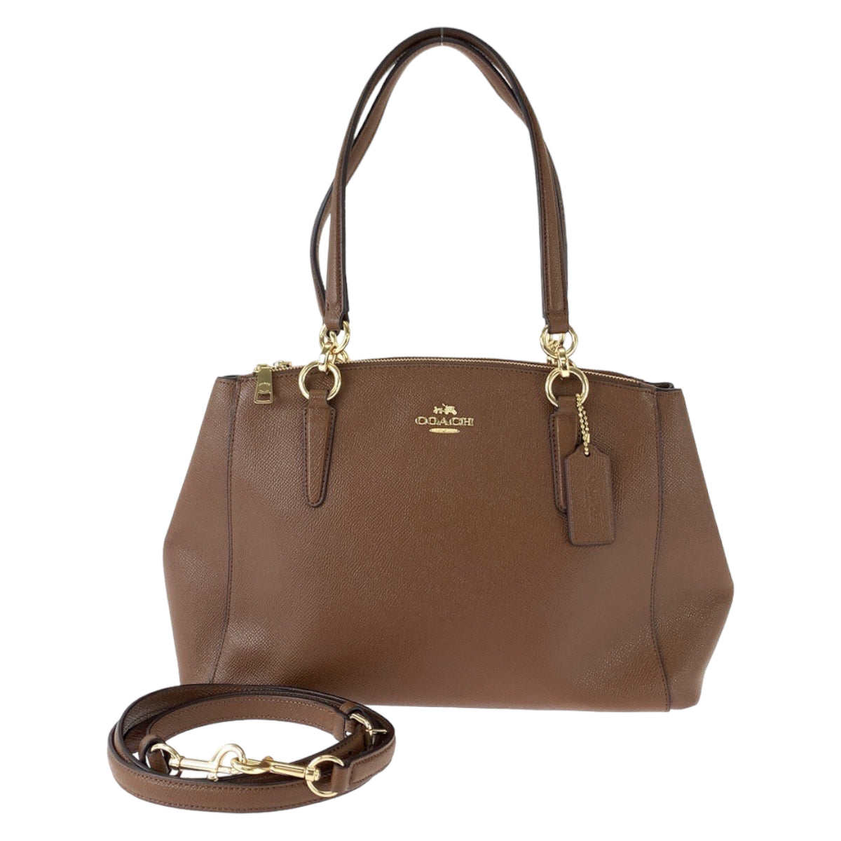 11757
COACH コーチ ミニクリスティ キャリーオール ブラウン ゴールド金具 レザー トートバッグ ショルダーバッグ  レディース