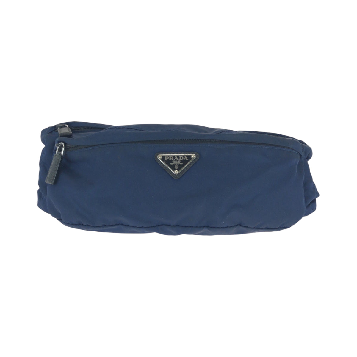 PRADA プラダ テスート 三角ロゴプレート ネイビー ブラック シルバー金具 ナイロン ウエストバッグ バムバッグ メンズ AB48