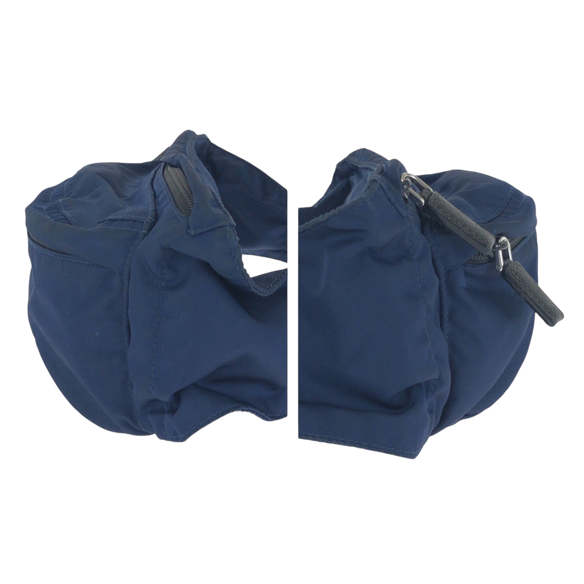 PRADA プラダ テスート 三角ロゴプレート ネイビー ブラック シルバー金具 ナイロン ウエストバッグ バムバッグ メンズ AB48