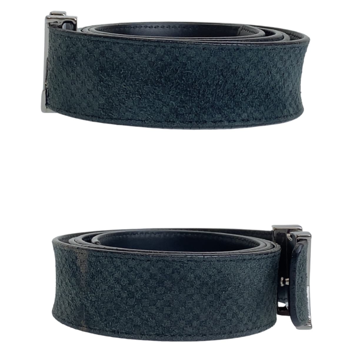 11777
LOUIS VUITTON ルイヴィトン マイクロダミエ サンチュール イニシャル 100cm/40inc グレー ブラック シルバー金具 スウェード / レザー M6857 ベルト  メンズ