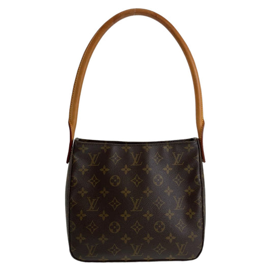 11782
LOUIS VUITTON ルイヴィトン モノグラム ルーピングMM ブラウン ゴールド金具 PVC M51146 ショルダーバッグ  レディース