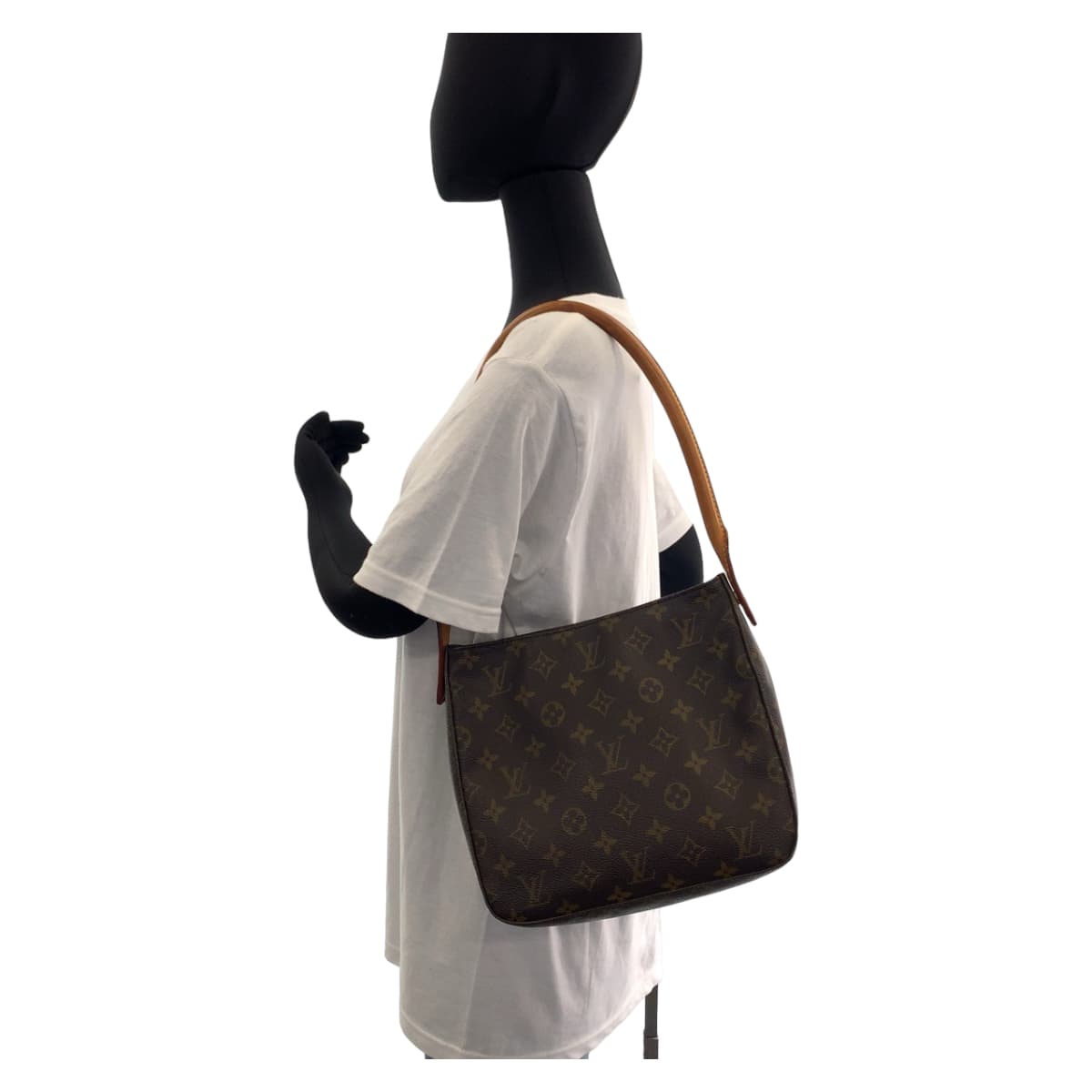 11782
LOUIS VUITTON ルイヴィトン モノグラム ルーピングMM ブラウン ゴールド金具 PVC M51146 ショルダーバッグ  レディース